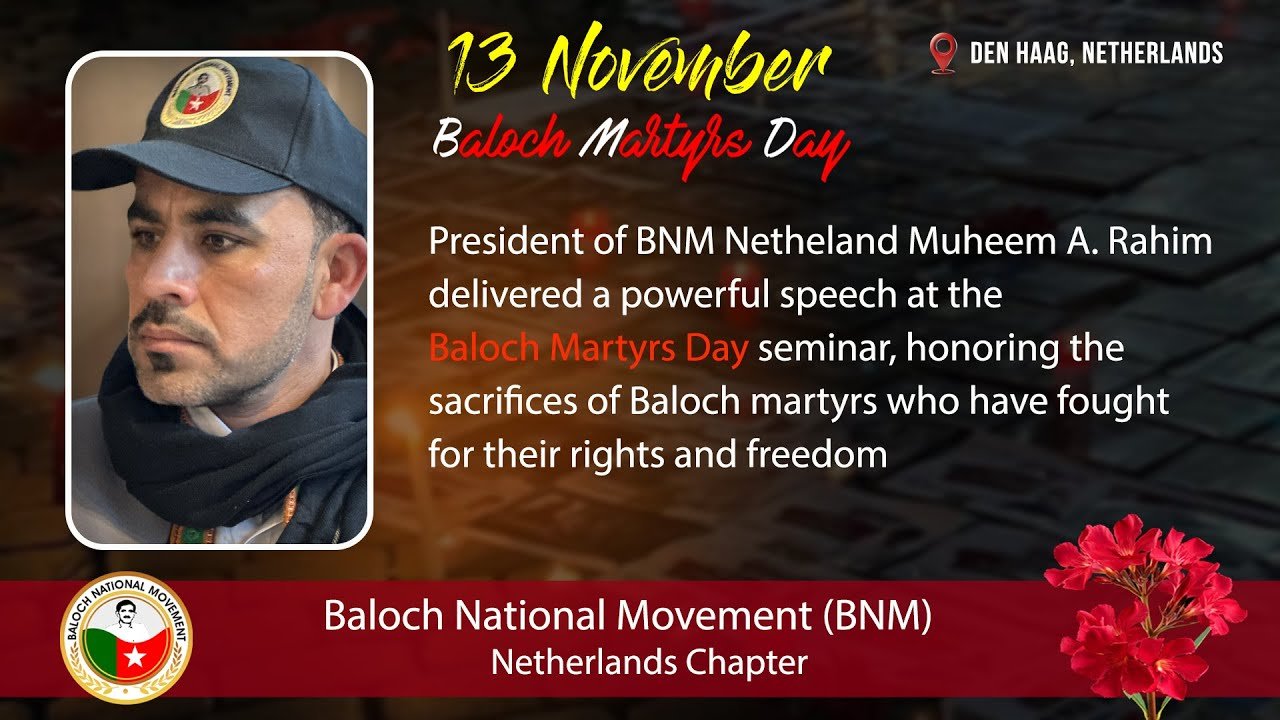 Muhim Abdul Rahim, President of BNM Netherlands |Baloch Martyrs' Day 2024 | BNM Netherlands Program