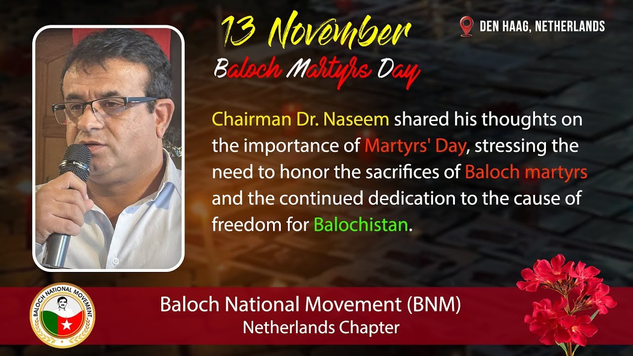 Dr. Naseem Baloch, Chairman of BNM | Baloch Martyrs' Day 2024 | BNM Netherlands Event
